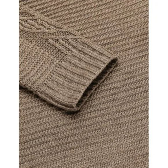 New Men's Shawl Collar Cardigan Sweater Khaki - Picture 5 of 7